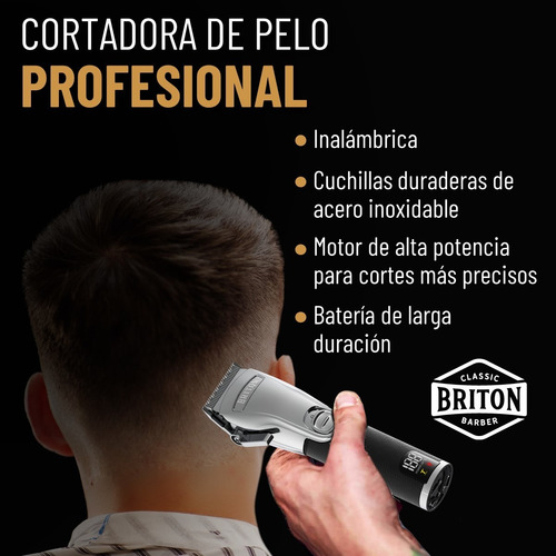 Imagen 3 de 9 de Maquina Cortadora Pelo Afeitadora Inalambrica Briton Set Pro