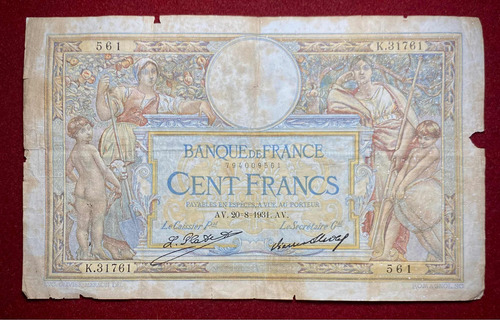 Billete 100 Francos 1931 Francia Pick 78 B