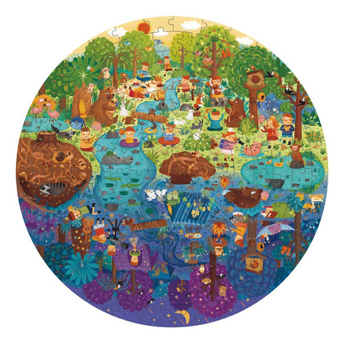 Puzzle 150pcs Redondo, Un Dia En El Bosque  Mideer