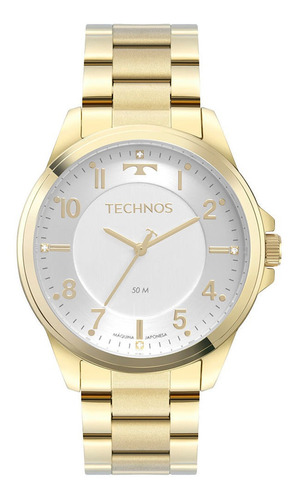 Relógio Feminino Technos Dress Dourado Original Com Nfe Cor do fundo Champanhe