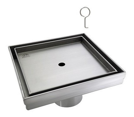 Rejilla Square Canal Central Cromada Acero Inox  Fp