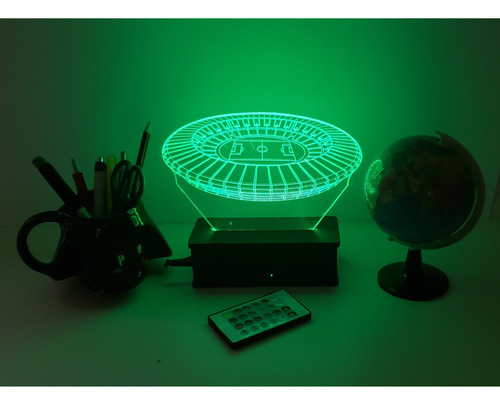 Luminária Led 3d, Maracanã, Estádio,16 Cores+controle