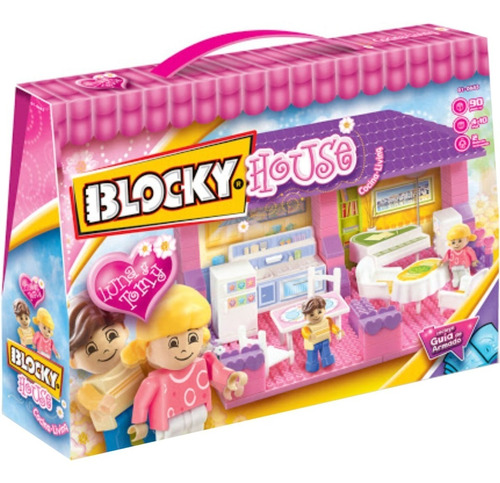 Blocky House Cocina Y Living 90 Piezas 2 Muñecos Mundomanias