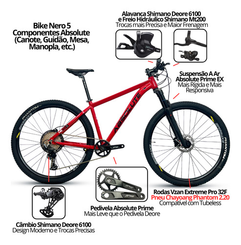 Bicicleta Absolute Nero 5 Super Elite Shimano Susp. Prime Ex