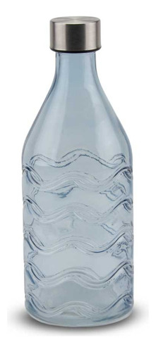 Botella De Vidrio Redonda Con Diseños Tapa De Metal 1 Litro