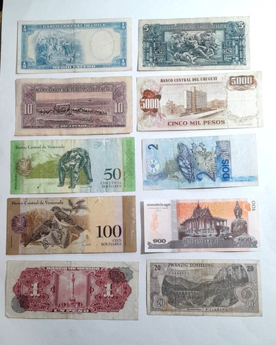Billetes Antiguos Lote De 30 Pc 15 Extranjeros 15 Argentinos (Usado)
