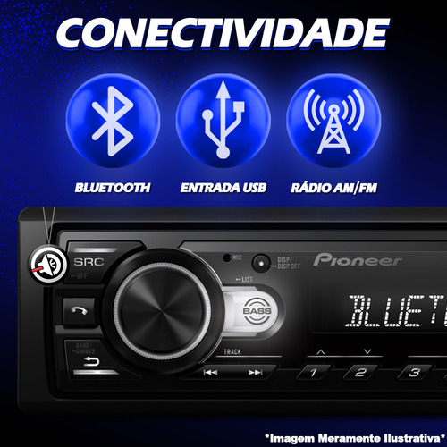 Rádio Pionner Mp3 Player Automotivo Mvh-s235 Bt Mvh Bt Usb