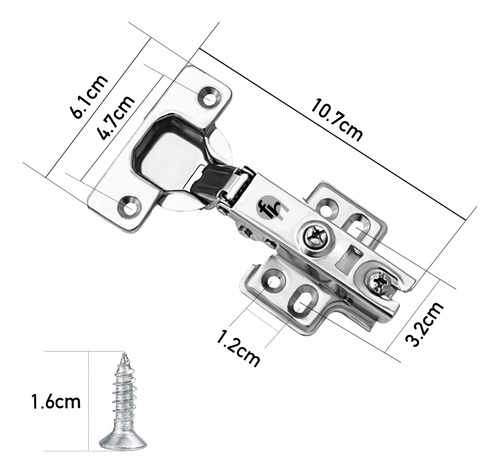 1 Par Bisagra Bidimensional Push Open Con Broche Magnético