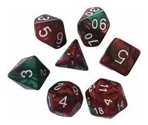 Comprar Set Dados Juegos Rol 7 Dados Rojo Con Verde Marmoleado
