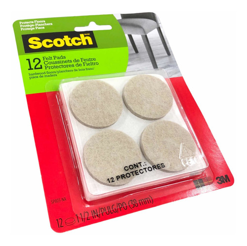 Kit 12x Protectores Fieltro 38mm Scotch Para Pisos De Madera