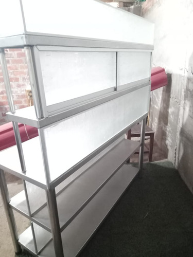 Mesa De Acero Inoxidable 5 Niveles Con Lunas Fijas Corredisa
