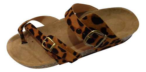 Sandalias Planas Retro Con Estampado De Leopardo Para Mujer