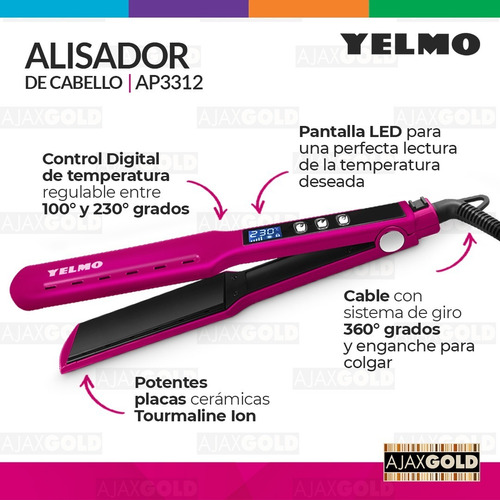 Imagen 3 de 7 de Planchita De Pelo Alisador Digital Temp. Regulable Ceramico
