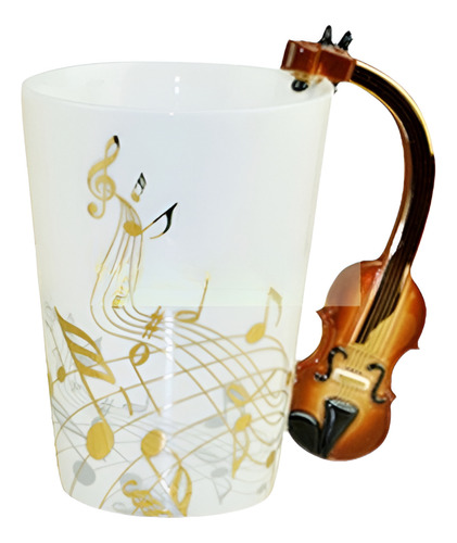 7,5 Oz 220ml Música Cerámica Café Té Taza Leche Violín Oro C