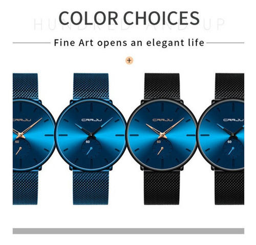 Reloj De Cuarzo Casual Analógico Crrju Mesh Belt Para Hombre