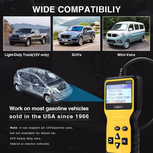 Imagen 8 de 8 de Escaner Lcd Automotriz Obd2 V310 Para Vehículo Desde 1996