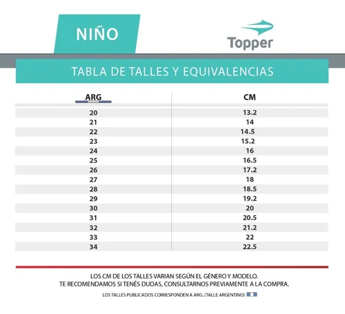 Talles zapatillas topper hot sale