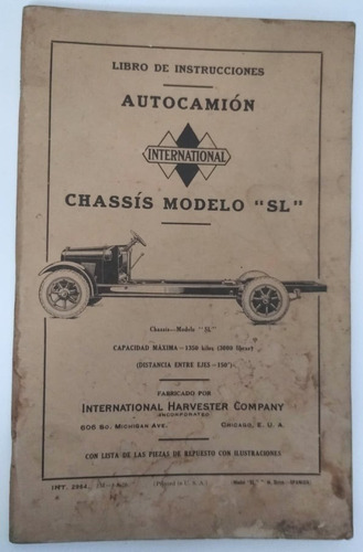 Manual Original De Uso Y Despiece: International Sl Año 1926