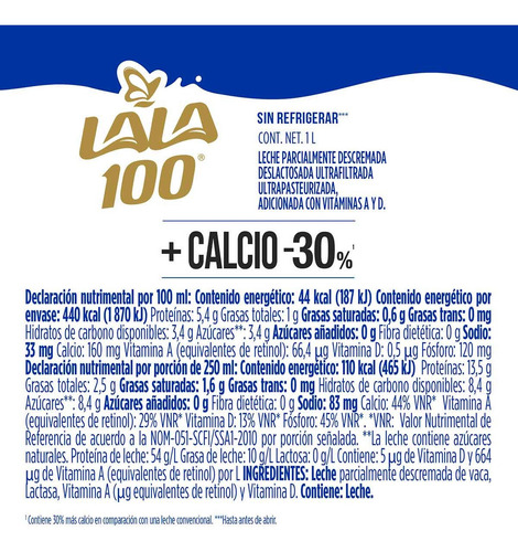 Pack X12 Unidades Leche Calcio Sin Lactosa 1 Litro C/u Lala
