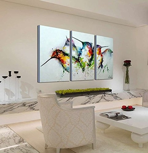 Artland Cuadro De Pared Colourful Birds 100  Hecho A Mano