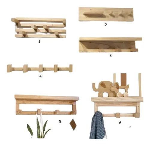 Perchero de madera para pared