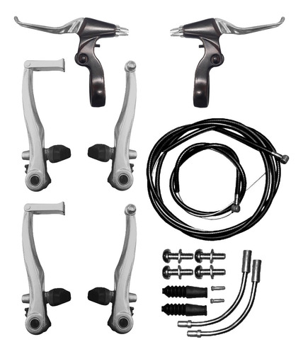 Kit Frenos V-brake Aluminio Logan Sistema Shimano Del Y Tras