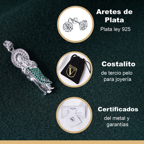 Dije Medalla San Judas Tadeo De Plata Ley 925 Con Zirconias Color Plateado