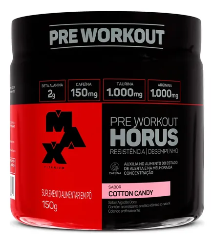 Pre Treino Horus 150g Max Titanium Algodao Doce Energia Sustentada