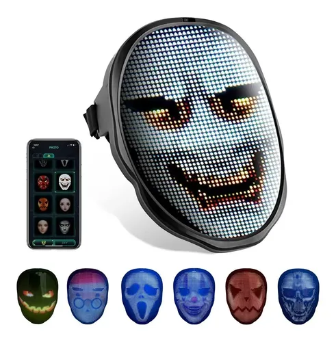 Máscara Facial Led De Halloween Mini Para Adultos