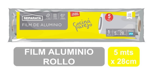 Rollo Papel Aluminio Separata 5 Mts Envolver Comida Horno