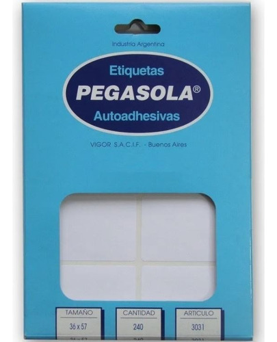 Caja De Etiquetas Autoadhesivas Pegasola 3019 X1080u.