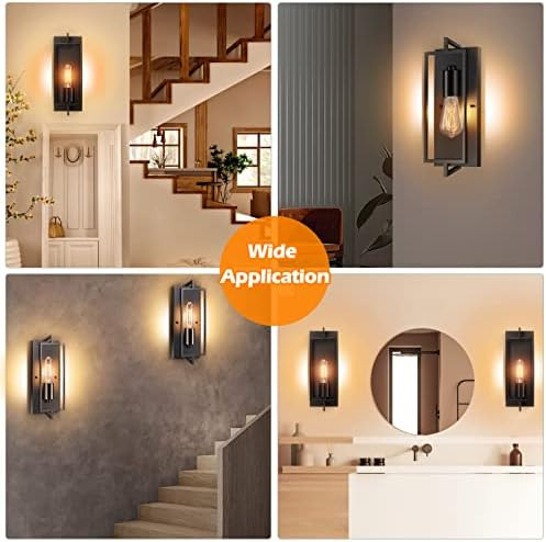 Apliques De Pared Negros Industriales, Juego De 2 Apliques D