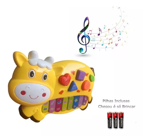 Teclado Piano Infantil Menino Menina Luz Som De Bicho Animal no Shoptime