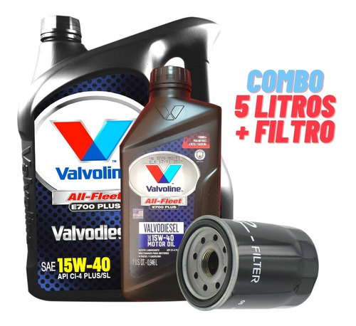 Aceite 15w40 Mineral Valvoline Pack 5lts + Filtro