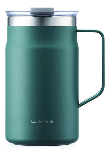 Taza Doble Pared Lock & Lock Verde Oscuro, Con Tapa, 225 Ml