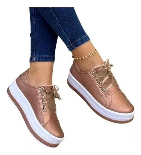 Zapatos Casuales Con Plataforma Y Punta Redonda For Mujer A1