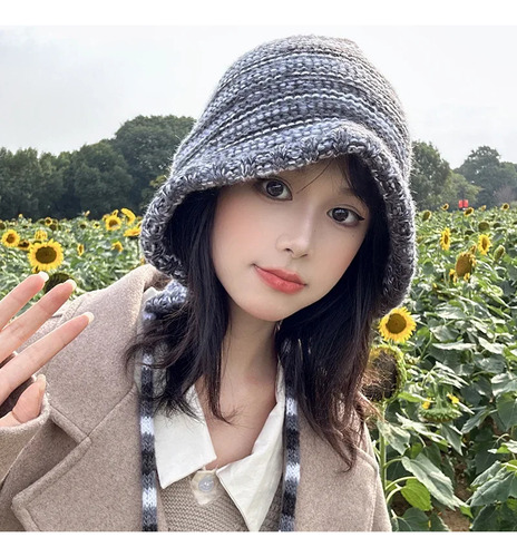 Gorro De Pescador Cálido Para Invierno, Tejido En Bloques De