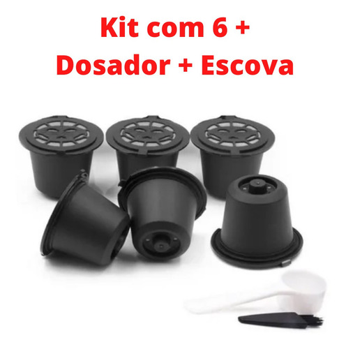 Kit 6 Cápsulas Nespresso Reutilizável + Dosador + Pincel