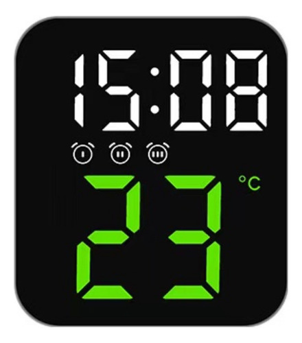 Relógio Digital Led Temperatura Alarmes Usb Mesa E Parede Cor Preto 127/220v