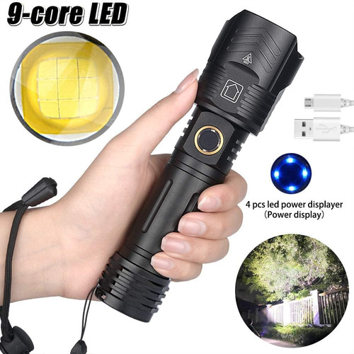 Linterna Recargable Táctica Led De Alto Lumen Impermeable