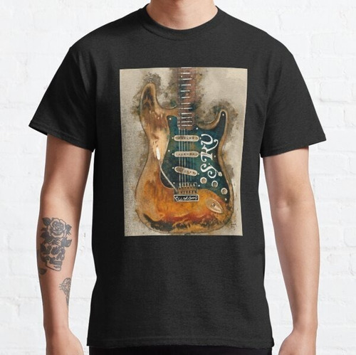 Remera La Guitarra Eléctrica De Stevie Ray Vaughan Negra