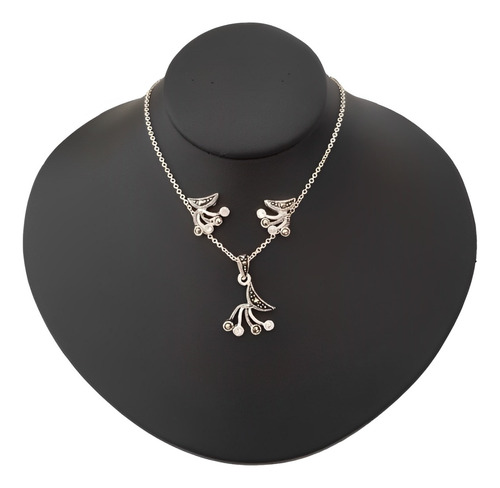 Set Pack Aretes Collar Mujer Joya Regalo Cristales Plata 925
