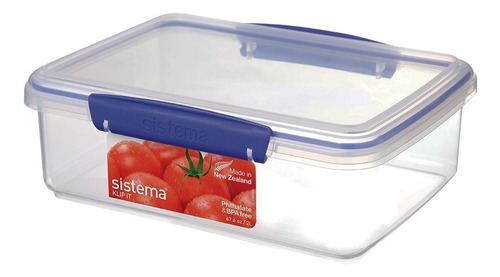 Recipiente Sistema Klip It Rectangular Azul 2,2lt Resistente