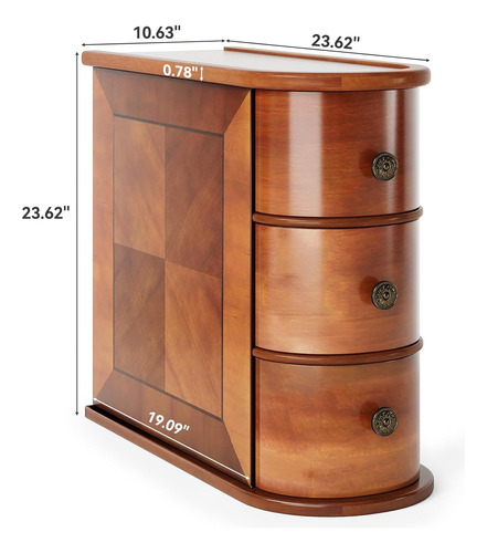 Mesa Auxiliar De Madera Marrón Vintage 3 Cajones