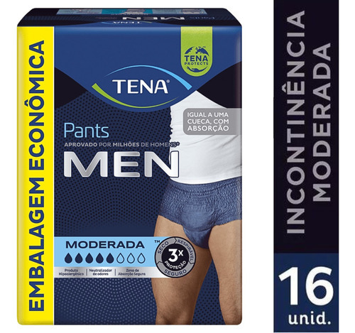 Cueca Descartável Tena Pants Men 16 Unidades Masculina Tamanho G/EG