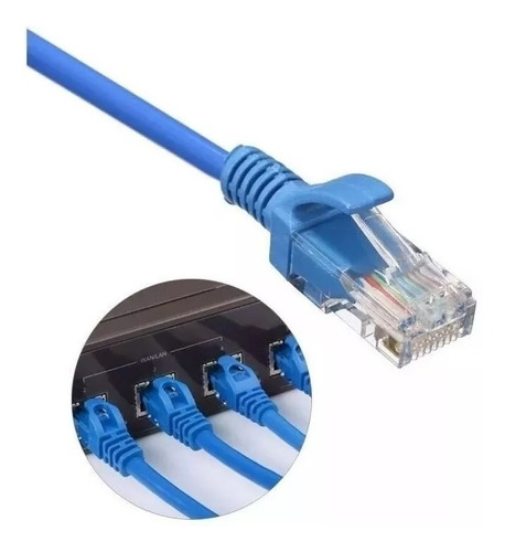 Cabo De Rede Rj45 Montado 5 Metros Ethernet Cat5e Lan Azul
