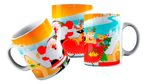 Caneca Cerâmica Rudolf Rudolph Rena Papai Noel Trenó