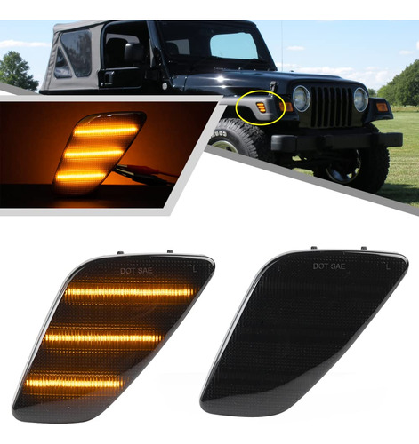 2 Luz Led Ambar Marcador Lateral Para Jeep Wrangler Tj Señal