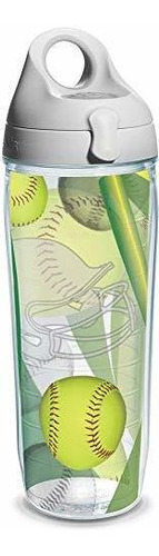 Tervis Softball Wrap Y La Botella De Agua Con Tapa Gris, De 