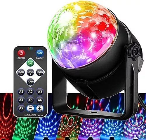 Luces de DJ, 9 luces LED de colores, Bluetooth, iluminación de bola mágica  de cristal giratoria, luz activada por sonido con control remoto